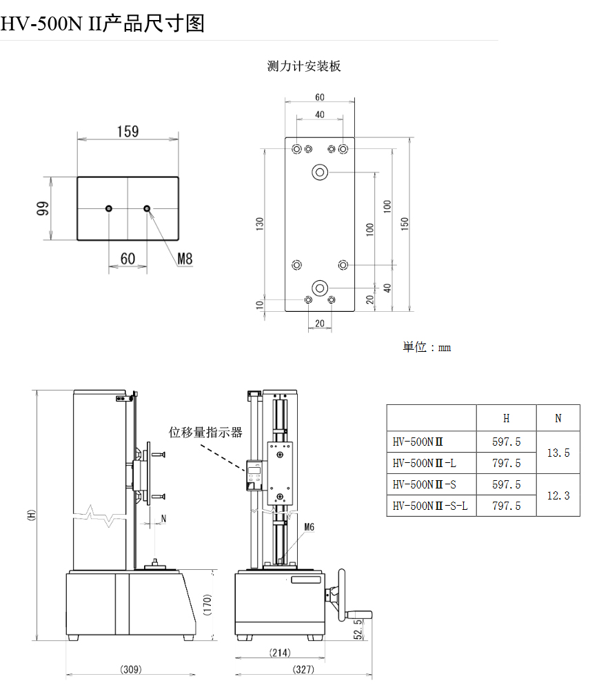 产品尺寸图HV-500N II
